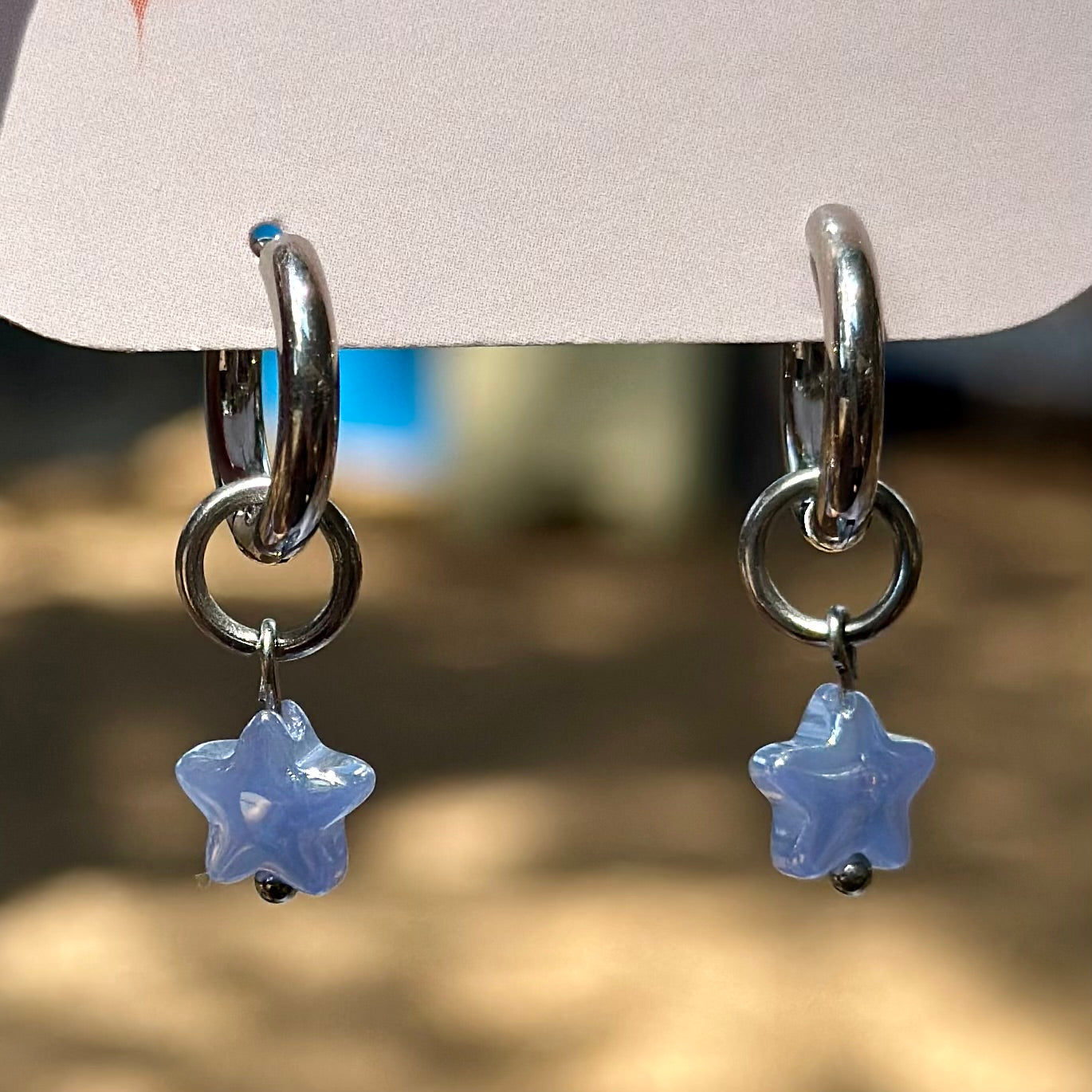 Mini Blue Star Earrings