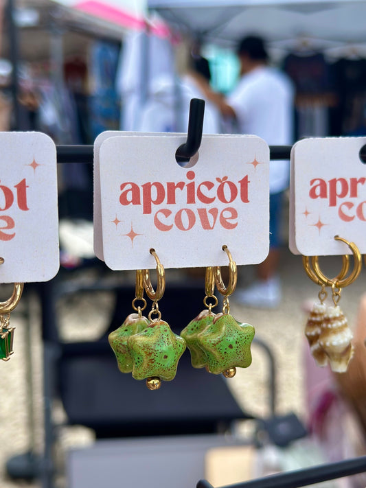 Green Ceramic Star Earrings
