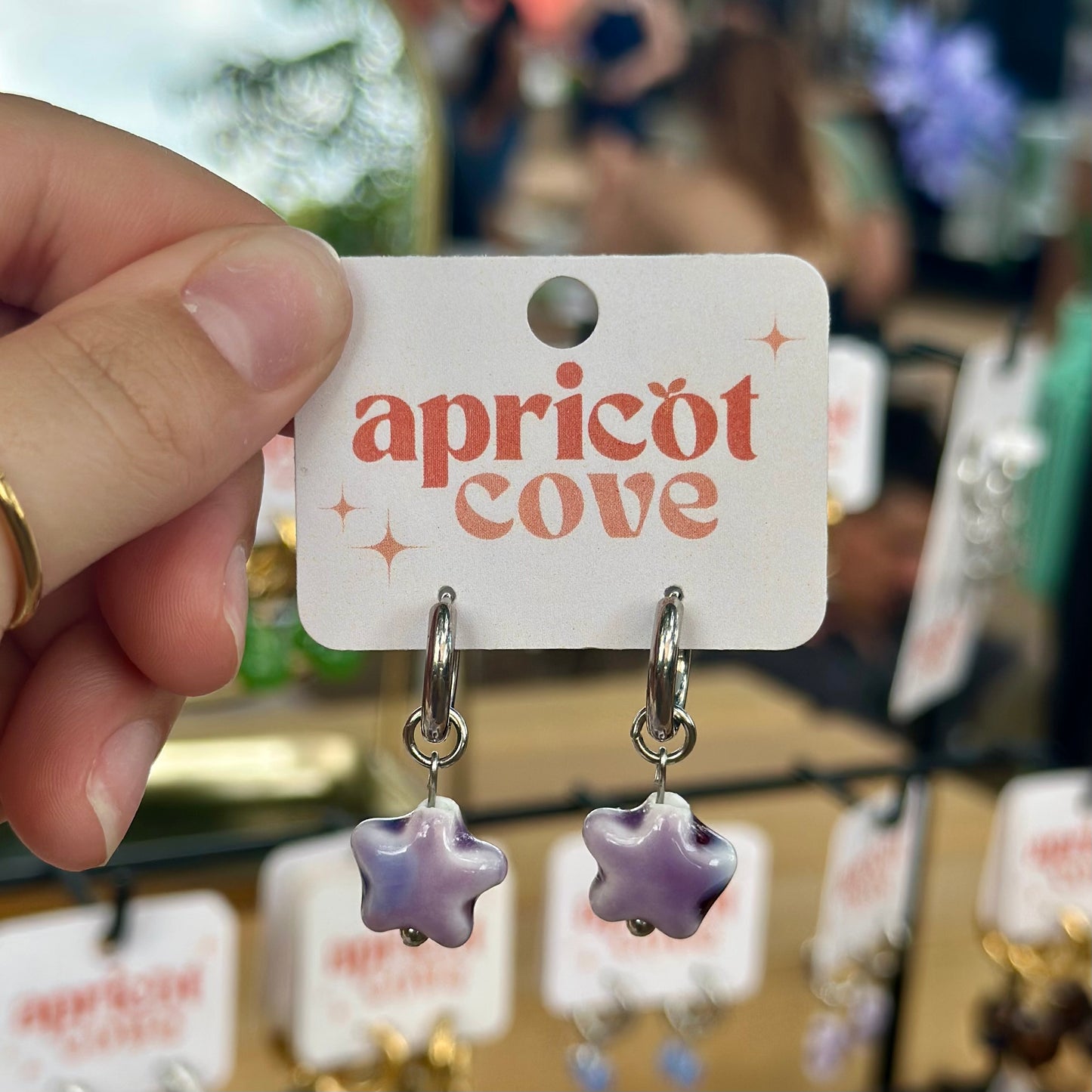 Lavender Ceramic Star Earrings