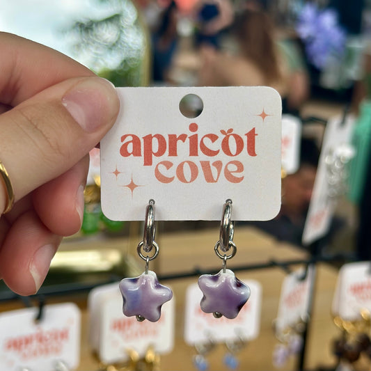 Lavender Ceramic Star Earrings