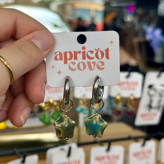 Blue Lagoon Ceramic Star Earrings