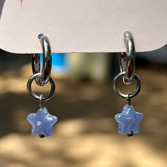 Mini Blue Star Earrings