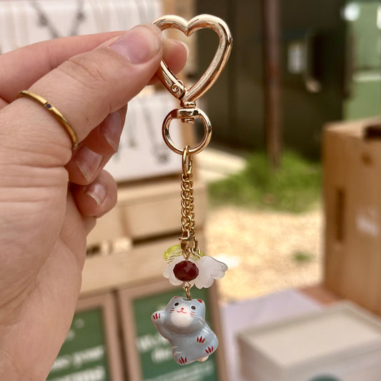 Gray Cat Bag Charm