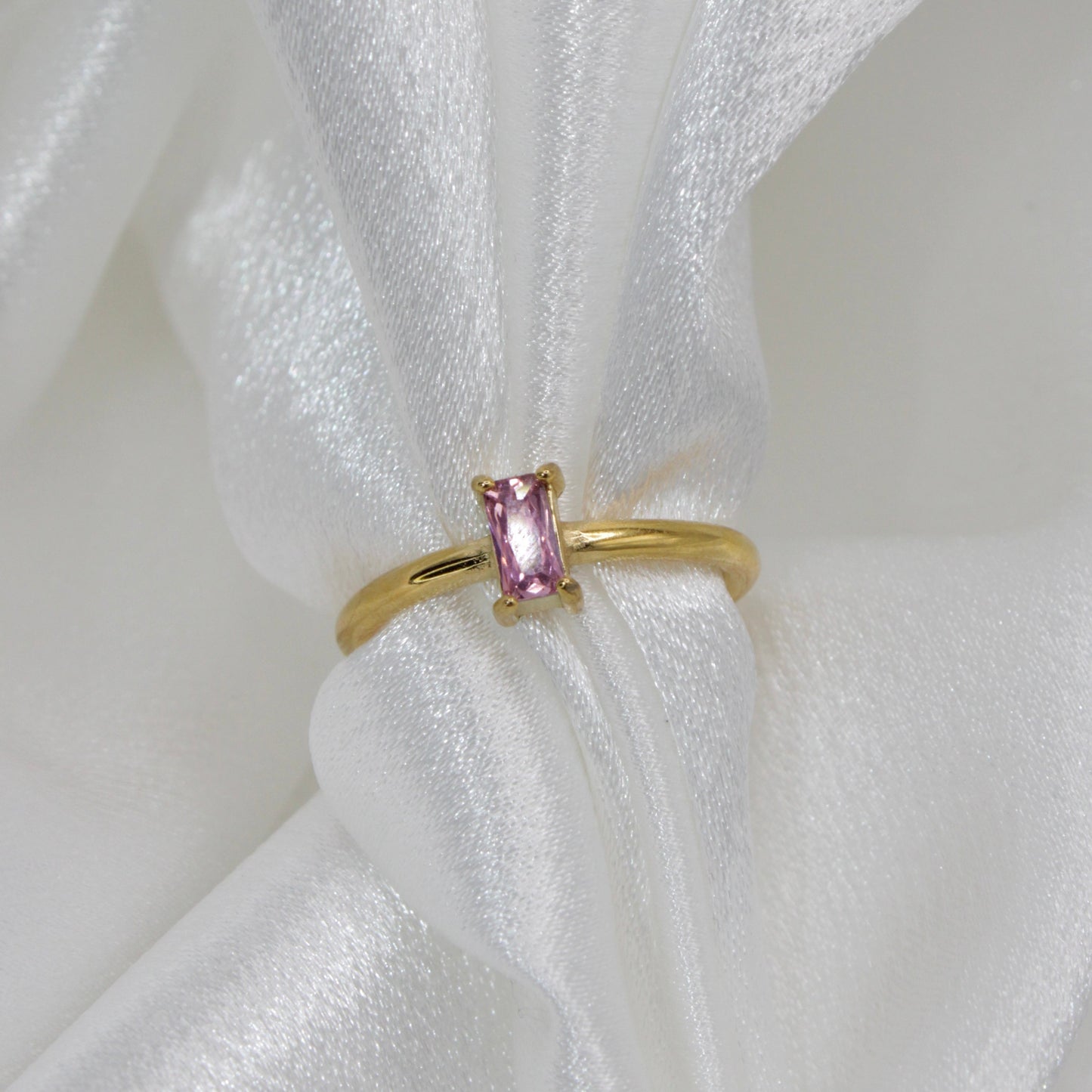 Pink Baguette Ring