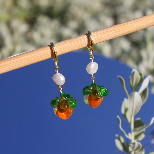 Persimmon & Pearl Earrings